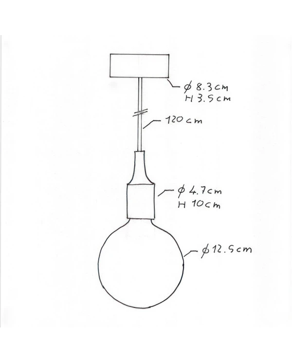 Lampada a sospensione Made in Italy completa di cavo tessile e finiture in silicone