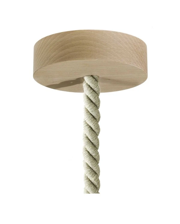 Lampada a sospensione Made in Italy completa di cordone nautico XL e finiture in legno