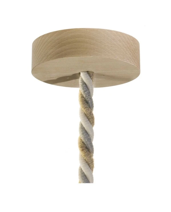 Lampada a sospensione Made in Italy completa di cordone nautico XL e finiture in legno