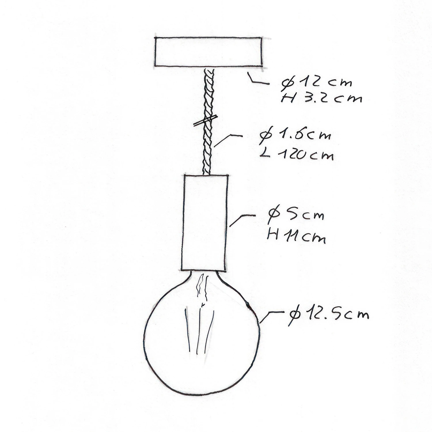 Lampada a sospensione Made in Italy completa di cordone nautico XL e finiture in legno