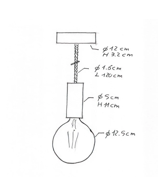 Lampada a sospensione Made in Italy completa di cordone nautico XL e finiture in legno