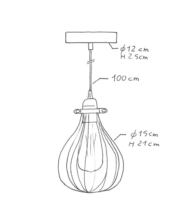 Lampada a sospensione Made in Italy completa di cavo tessile, paralume gabbia Drop e finiture in metallo