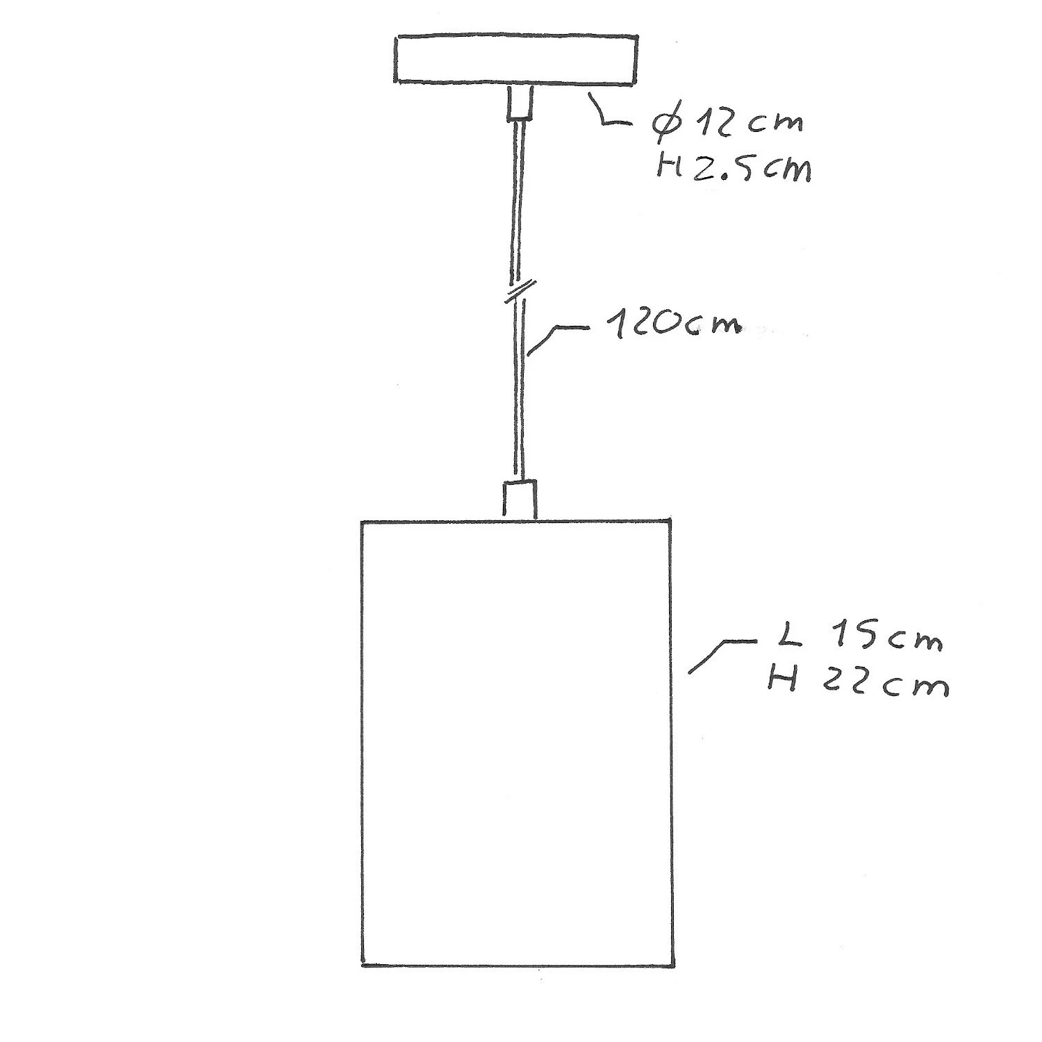 Lampada a sospensione Made in Italy completa di cavo tessile, paralume Cubo in cemento e finiture in metallo