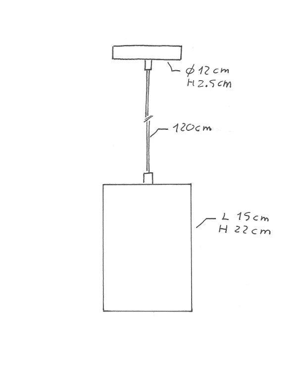 Lampada a sospensione Made in Italy completa di cavo tessile, paralume Cubo in cemento e finiture in metallo