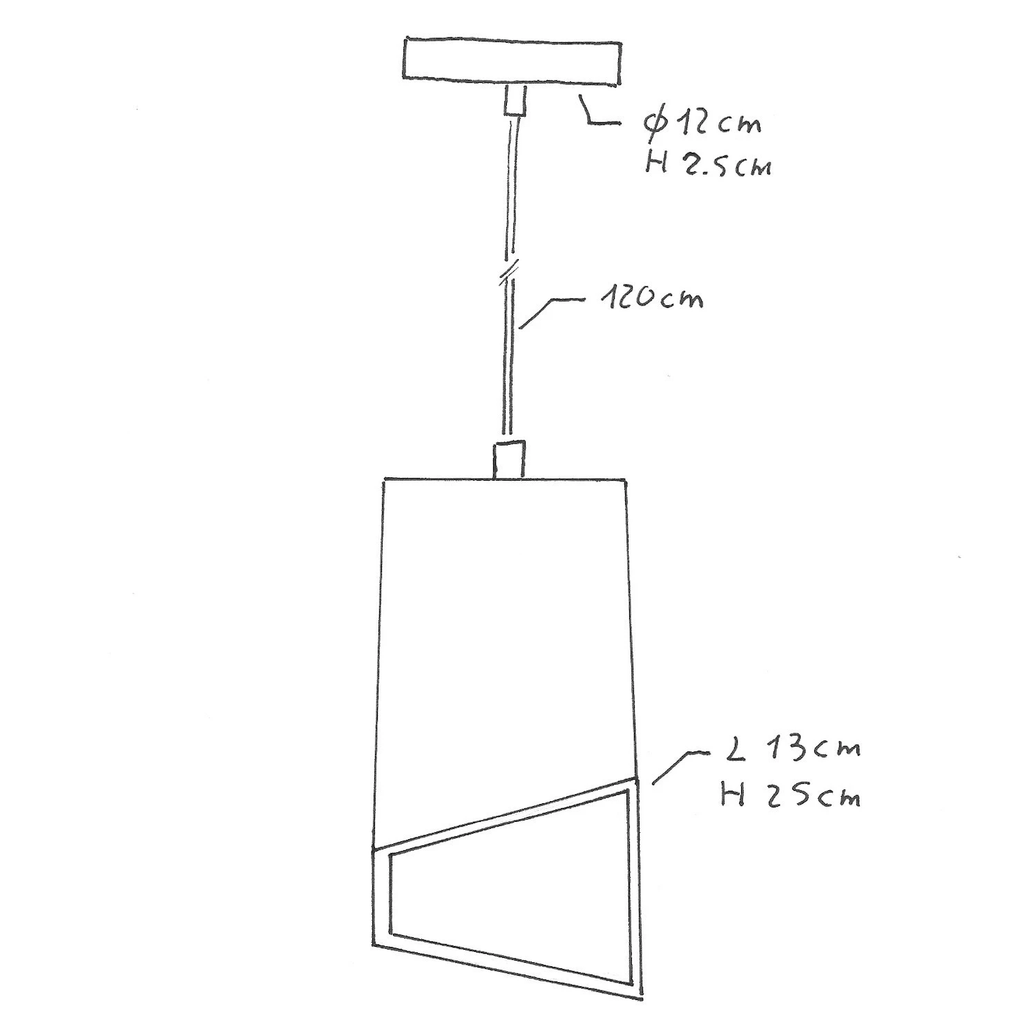 Lampada a sospensione Made in Italy completa di cavo tessile, paralume Prisma in cemento e finiture in metallo