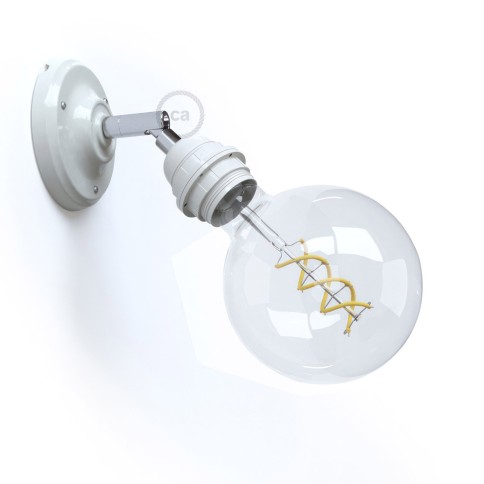 Fermaluce Classic 90° con portalampada filettato E27, lampada filomuro orientabile in porcellana