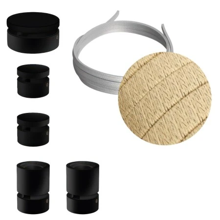 Sistema Filé Wiggle Kit - con cavo di 3 m per catenaria e 5 componenti in legno verniciato nero per interni - CN06