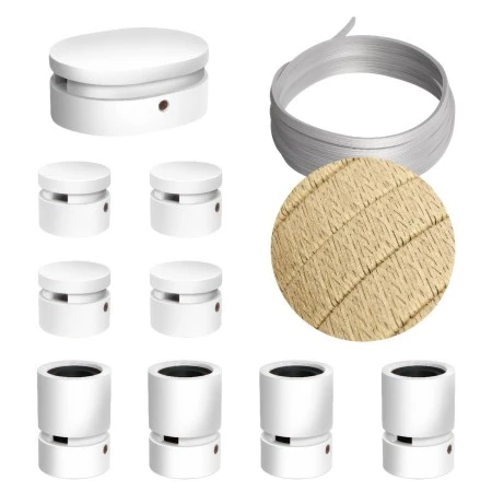 Sistema Filé Symmetric Kit - con cavo di 5 m per catenaria e 9 componenti in legno verniciato bianco per interni - CN06