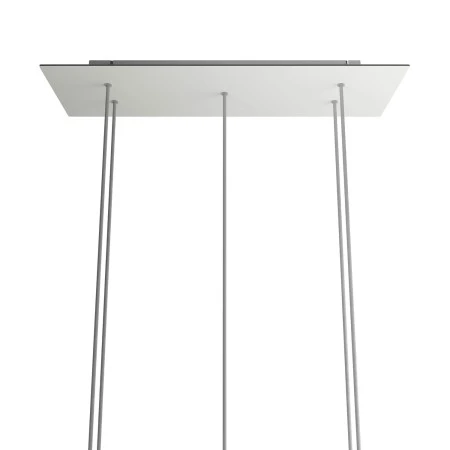Rosone XXL Rose-One rettangolare a 5 fori e 6 fori laterali, dimensioni 675 x 225 mm - Dibond Bianco opaco