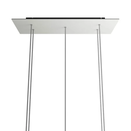 Rosone XXL Rose-One rettangolare a 5 fori e 6 fori laterali, dimensioni 675 x 225 mm - Dibond Bianco opaco