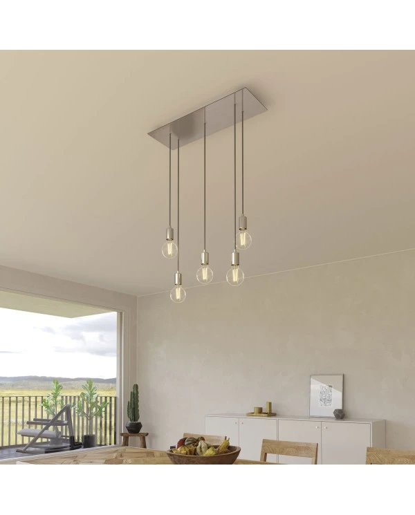 Rosone XXL Rose-One rettangolare a 5 fori e 6 fori laterali, dimensioni 675 x 225 mm