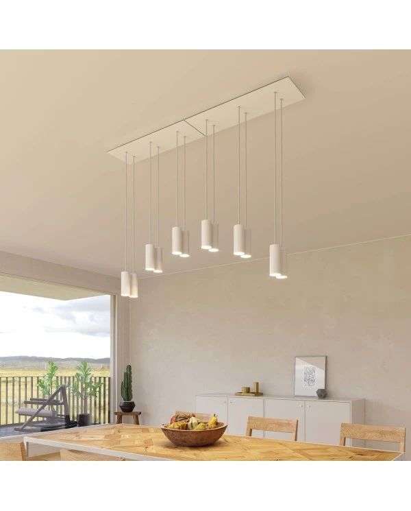 Rosone XXL Rose-One rettangolare a 6 fori e 6 fori laterali, dimensioni 675 x 225 mm