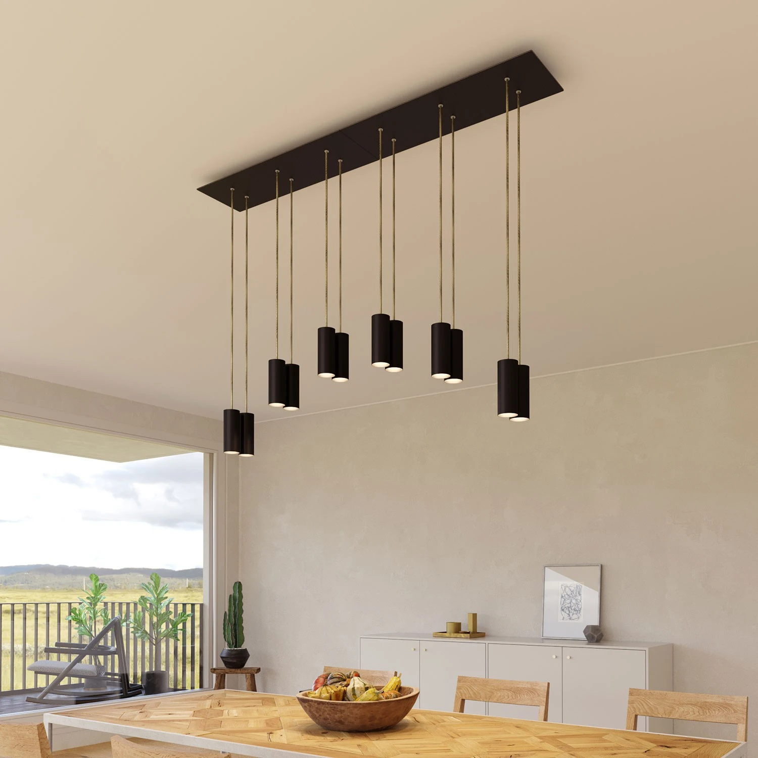 Rosone XXL Rose-One rettangolare a 6 fori e 6 fori laterali, dimensioni 675 x 225 mm