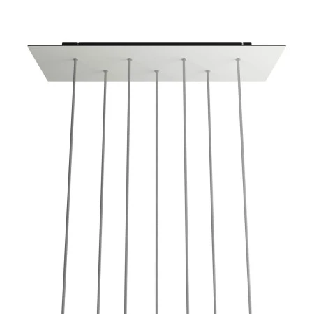 Rosone XXL Rose-One rettangolare a 7 fori e 6 fori laterali, dimensioni 675 x 225 mm - Dibond Bianco opaco