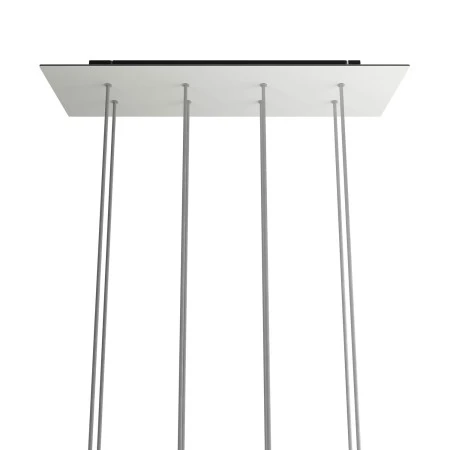 Rosone XXL Rose-One rettangolare a 8 fori e 6 fori laterali, dimensioni 675 x 225 mm - Dibond Bianco opaco