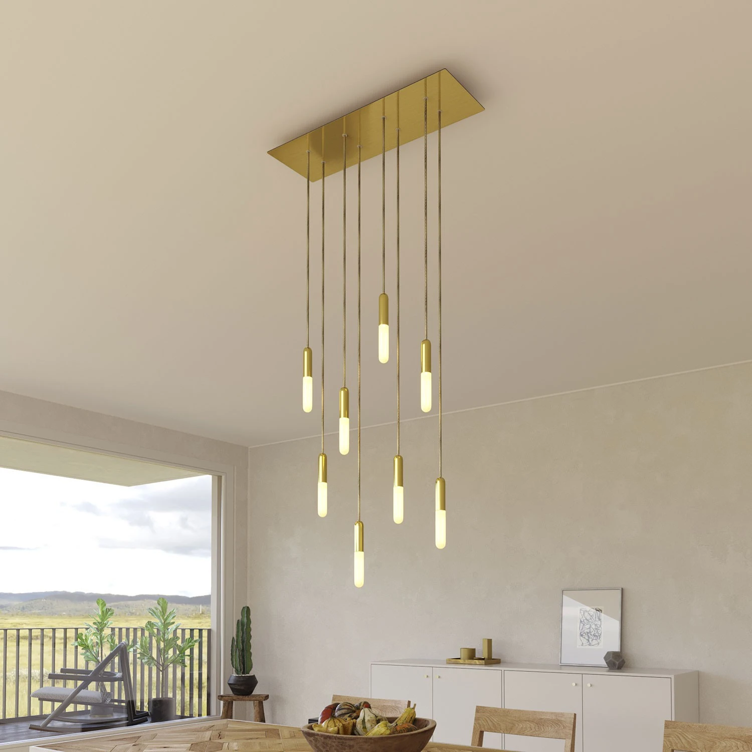 Rosone XXL Rose-One rettangolare a 8 fori e 6 fori laterali, dimensioni 675 x 225 mm