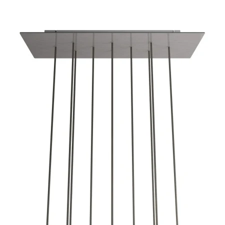 Rosone XXL Rose-One rettangolare a 10 fori e 6 fori laterali, dimensioni 675 x 225 mm - Dibond Acciaio satinato