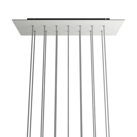Rosone XXL Rose-One rettangolare a 14 fori e 6 fori laterali, dimensioni 675 x 225 mm - Dibond Bianco opaco