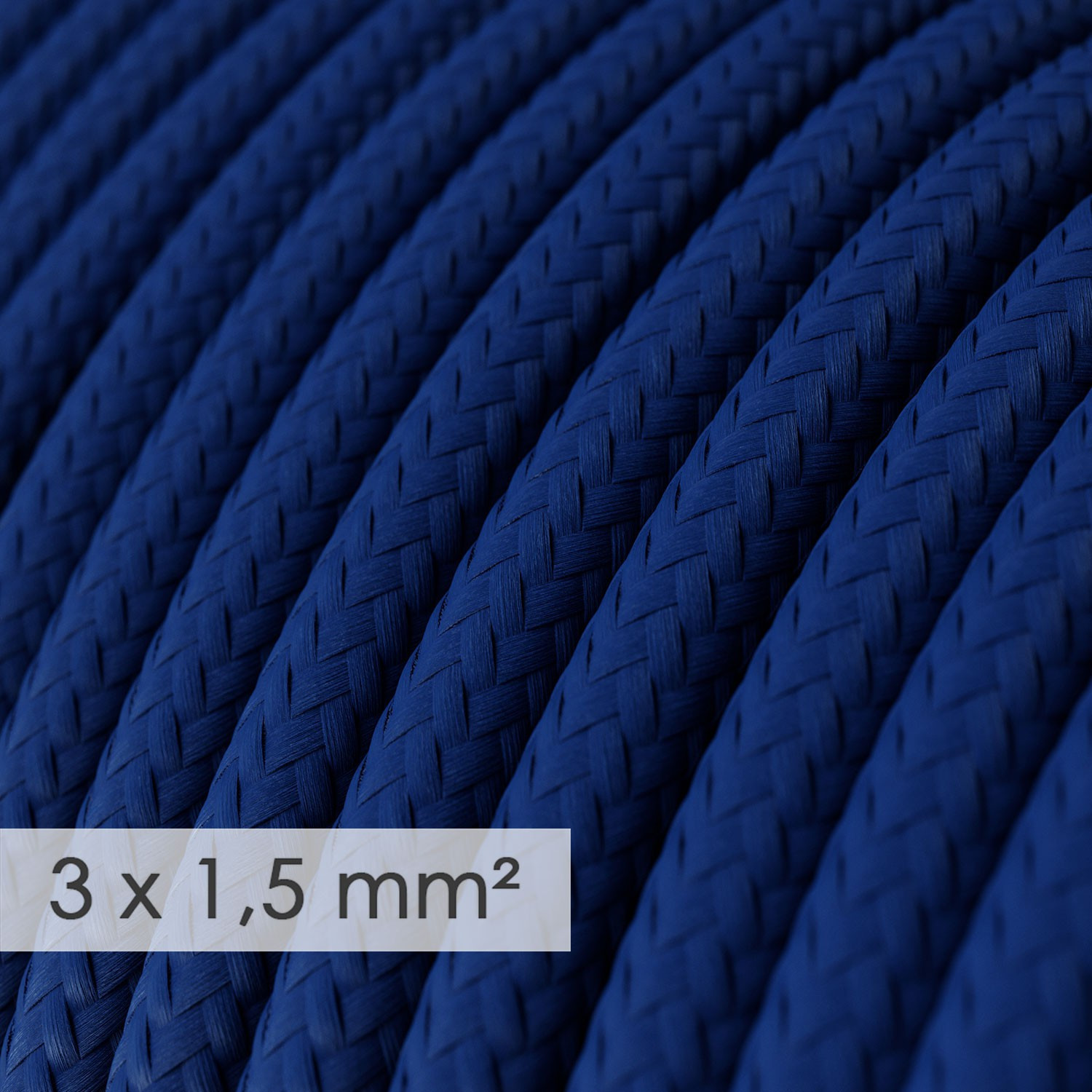 Multipresa con cavo in tessuto colorato effetto seta Blu RM12 e spina schuko con anello confort