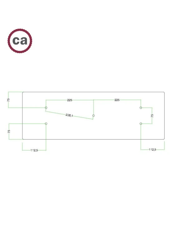 Rosone XXL Rose-One rettangolare a 5 fori e 6 fori laterali, dimensioni 675 x 225 mm