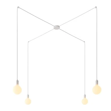 Spider - Lampada a sospensione multipla a 4 cadute Made in Italy completa di cavo tessile e finiture in metallo