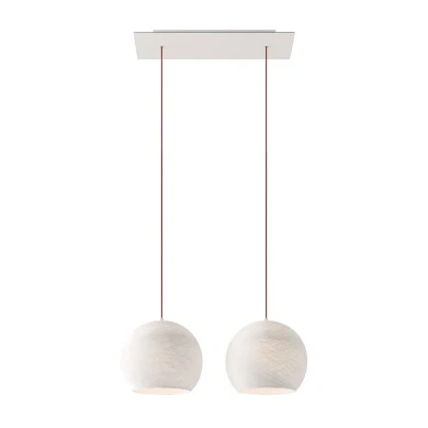 Lampada a sospensione a 2 cadute con XXL Rose-One rettangolare 675 mm completa di cavo tessile e paralume Cupola M