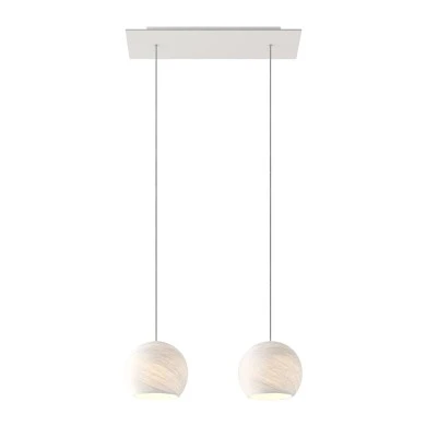 Lampada a sospensione a 2 cadute con XXL Rose-One rettangolare 675 mm completa di cavo tessile e paralume Cupola XS
