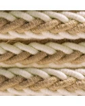 Cordone trecciato 2XL in Juta e Cotone grezzo bianco, cavo elettrico 2x0,75. Diametro 24mm