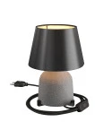 Lampada da tavolo in ceramica Vaso con paralume Impero, completa di cavo tessile, interruttore e spina a 2 poli