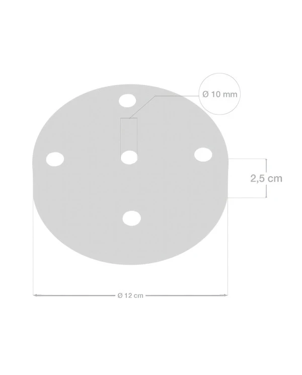 Kit rosone cilindrico in metallo a 5 fori