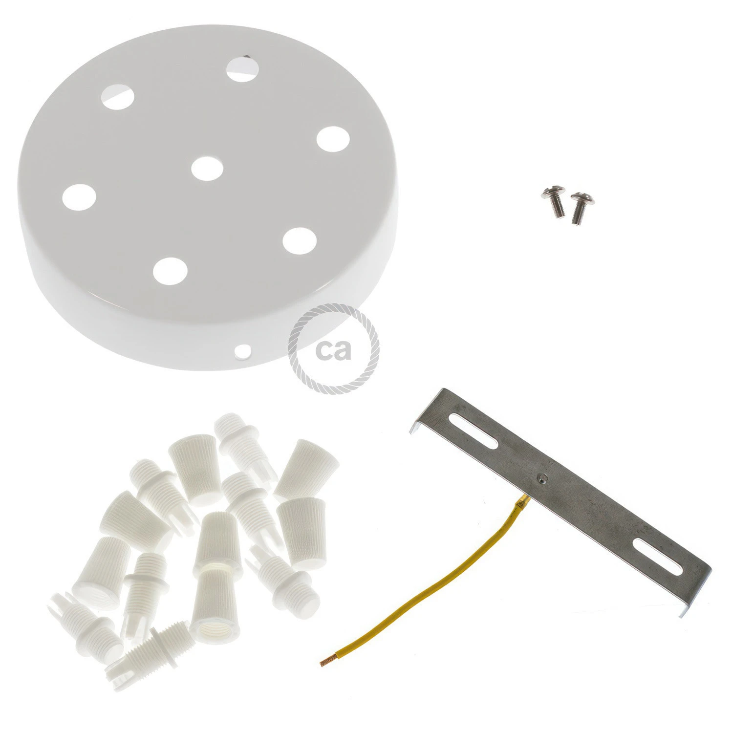 Kit rosone cilindrico in metallo a 7 fori