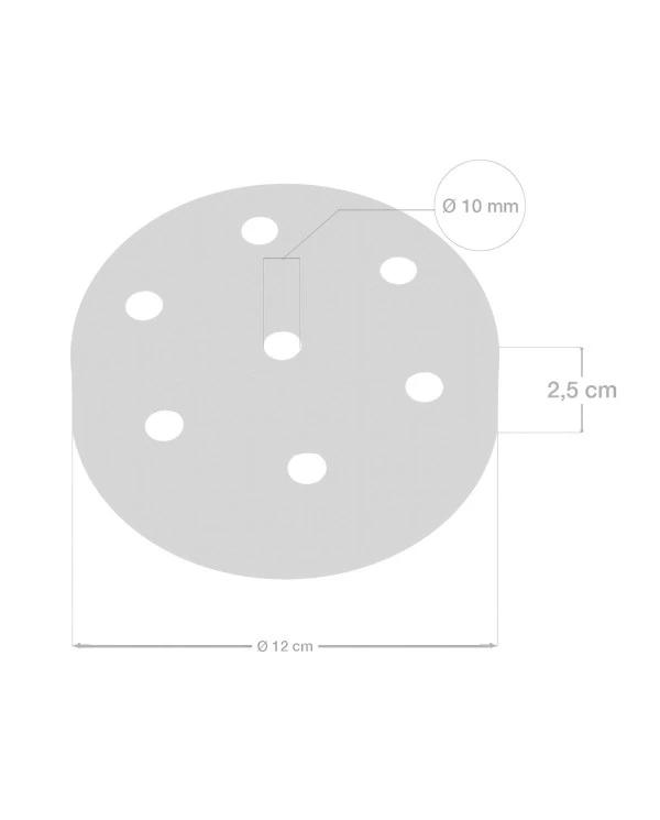 Kit rosone cilindrico in metallo a 7 fori