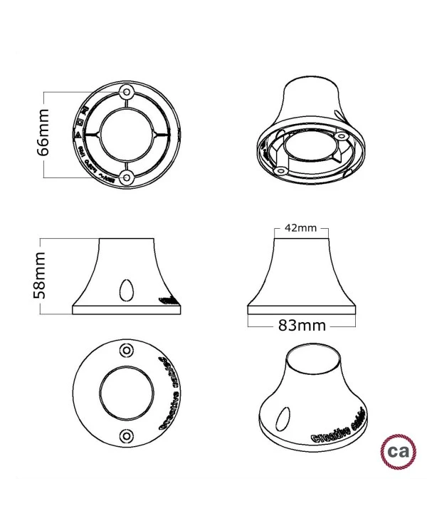 Portalampada metallizzato E27 a parete o soffitto