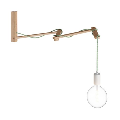 Pinocchio XL, supporto a muro regolabile in legno per lampade a parete