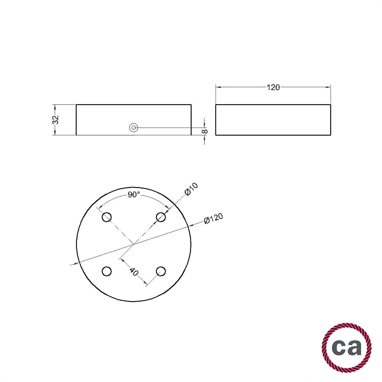 Kit rosone cilindrico in legno a 4 fori