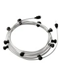 Catenaria Sistema Lumet pronta all'uso da 12,5 m con cavo tessile, 10 portalampada, gancio e spina neri