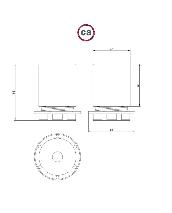 Kit portalampada E27 semifilettato in metallo con serracavo nascosto