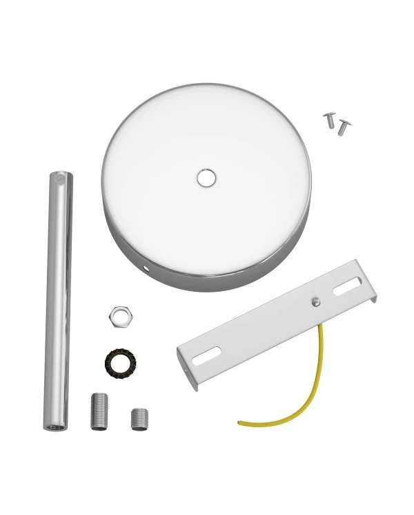 Kit rosone cilindrico in metallo con serracavo da 15 cm