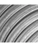 Cavo elettrico per Catenaria rivestito in tessuto Effetto Seta Argento CM02
