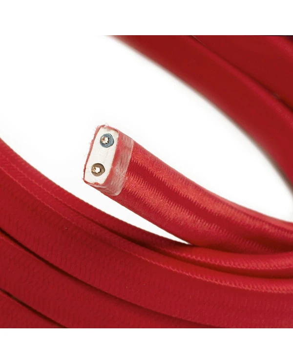 Cavo elettrico per catenaria rivestito in tessuto Rosso CM09 - UV resistant