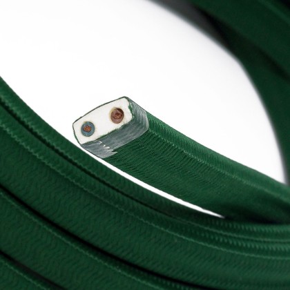 Cavo elettrico per catenaria rivestito in tessuto Verde Scuro CM21