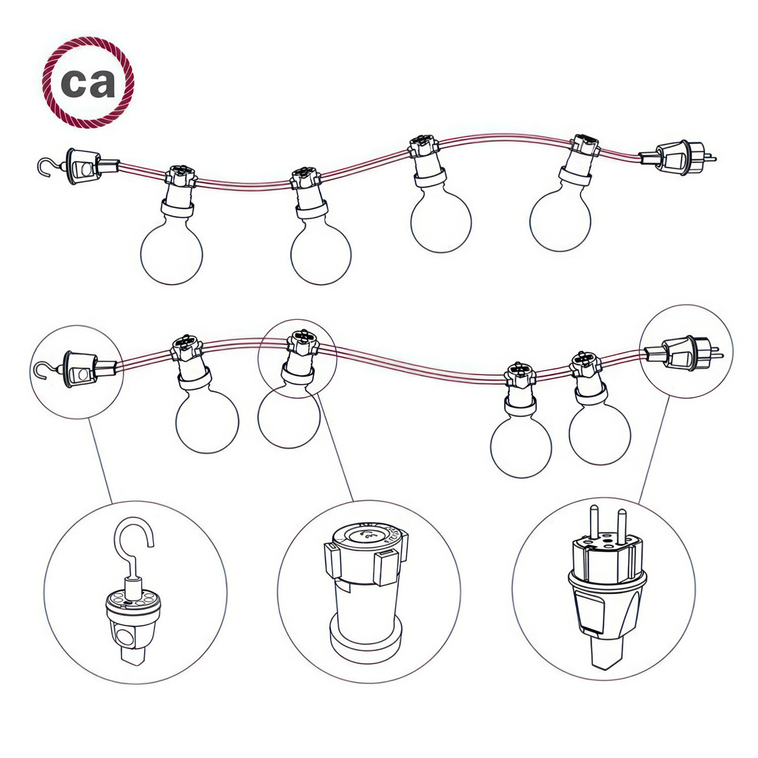 Cavo elettrico per catenaria rivestito in tessuto Whiskey CM22