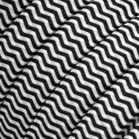 Cavo elettrico per catenaria rivestito in tessuto ZigZag Bianco - Nero CZ04