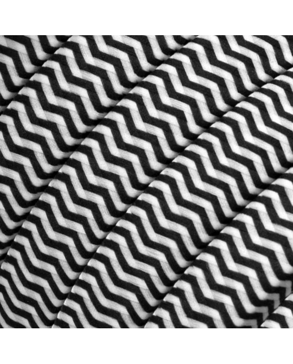 Cavo elettrico per catenaria rivestito in tessuto ZigZag Bianco - Nero CZ04