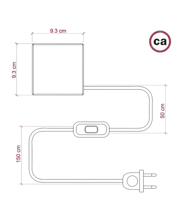 Posaluce Cubetto Color, lampada da tavolo in legno verniciato completa di cavo tessile, interruttore e spina a 2 poli