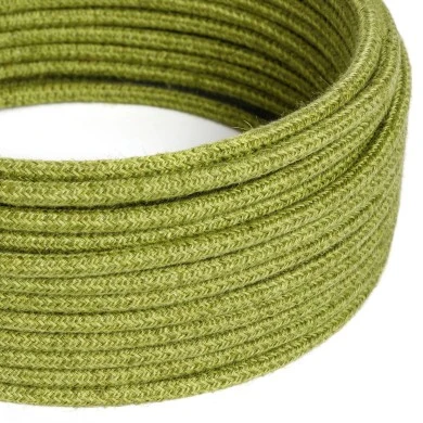 Cavo tessile Verde Fieno in juta - L'Originale Creative-Cables - RN23 rotondo 2x0,75mm / 3x0,75mm