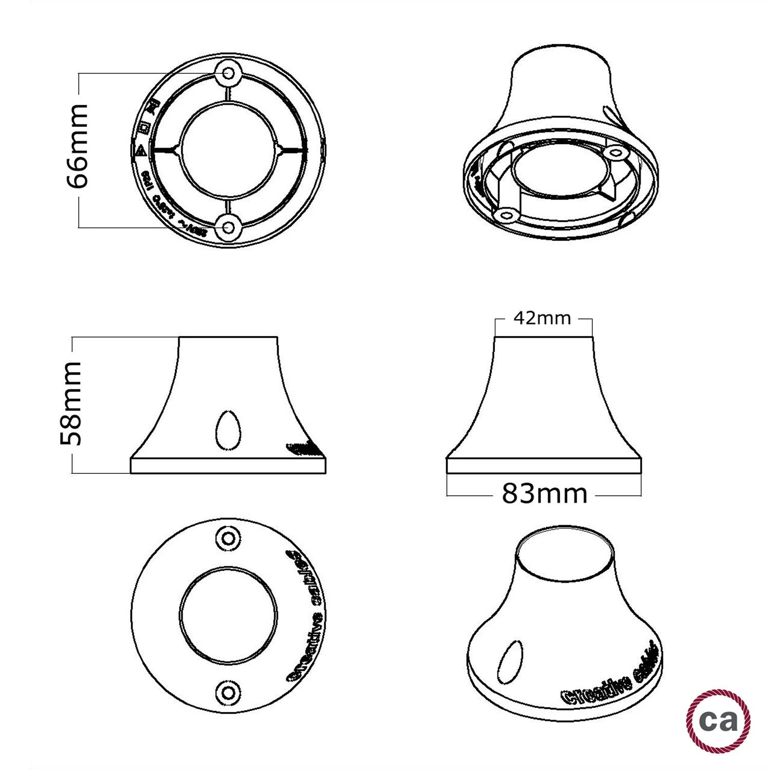 Fermaluce Vintage, punto luce metallizzato a parete o soffitto