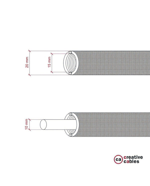 Creative-Tube, diametro 20 mm, rivestito in tessuto RM27 Effetto Seta Cipria, canalina passacavi modellabile