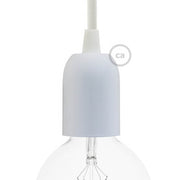 Kit portalampada E27 semisferico in metallo  - Bianco lucido