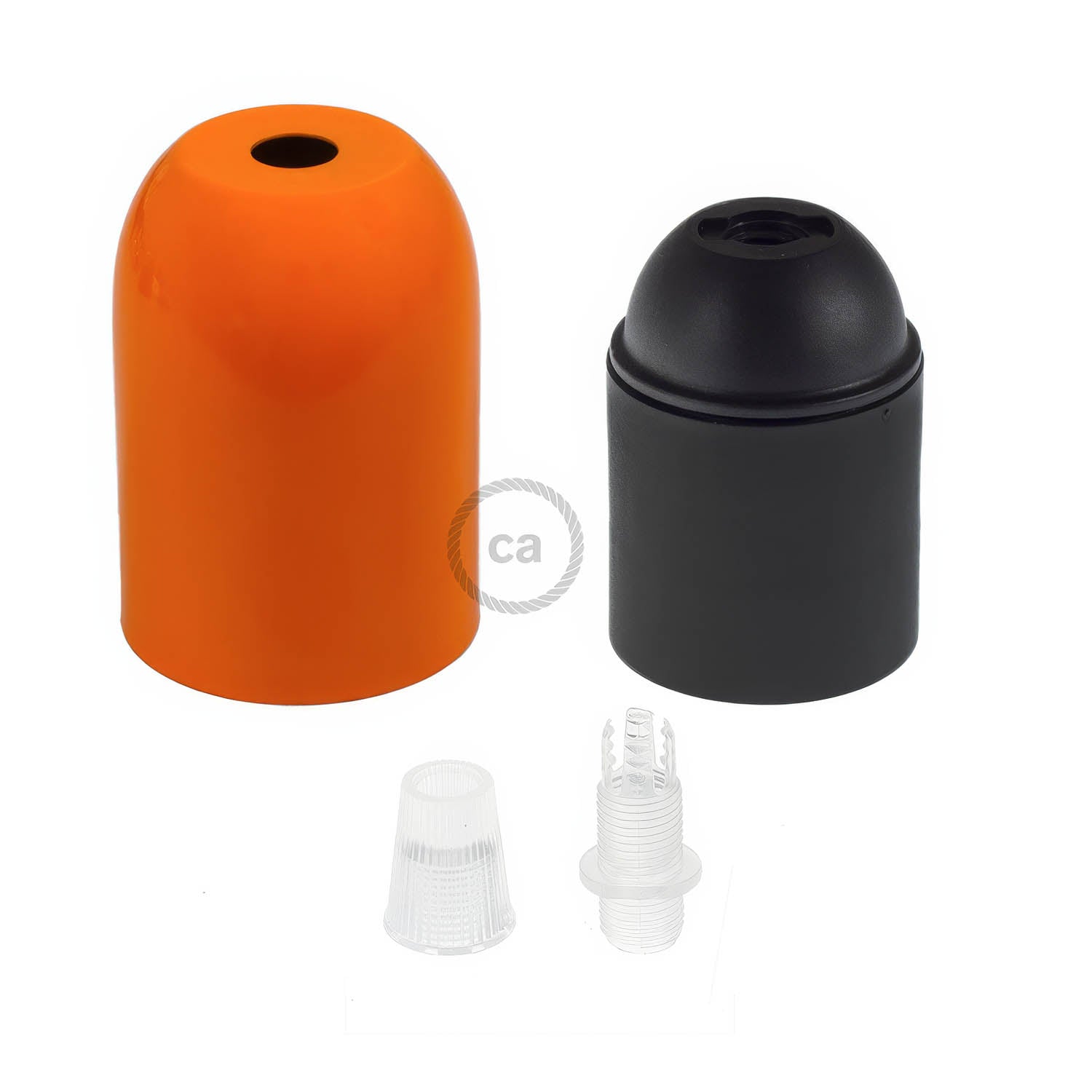 Kit portalampada E27 semisferico in metallo  - Arancione